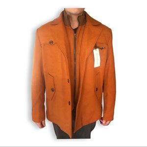 Chouyatou Men's Stand Collar Wool-Blend Classic Pea Coat w/ Removable Collar